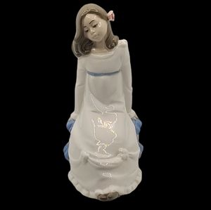 Vintage 1987 Enrique G. Nadal Spain Porcelain Figurine "Sitting Girl on Cushion"